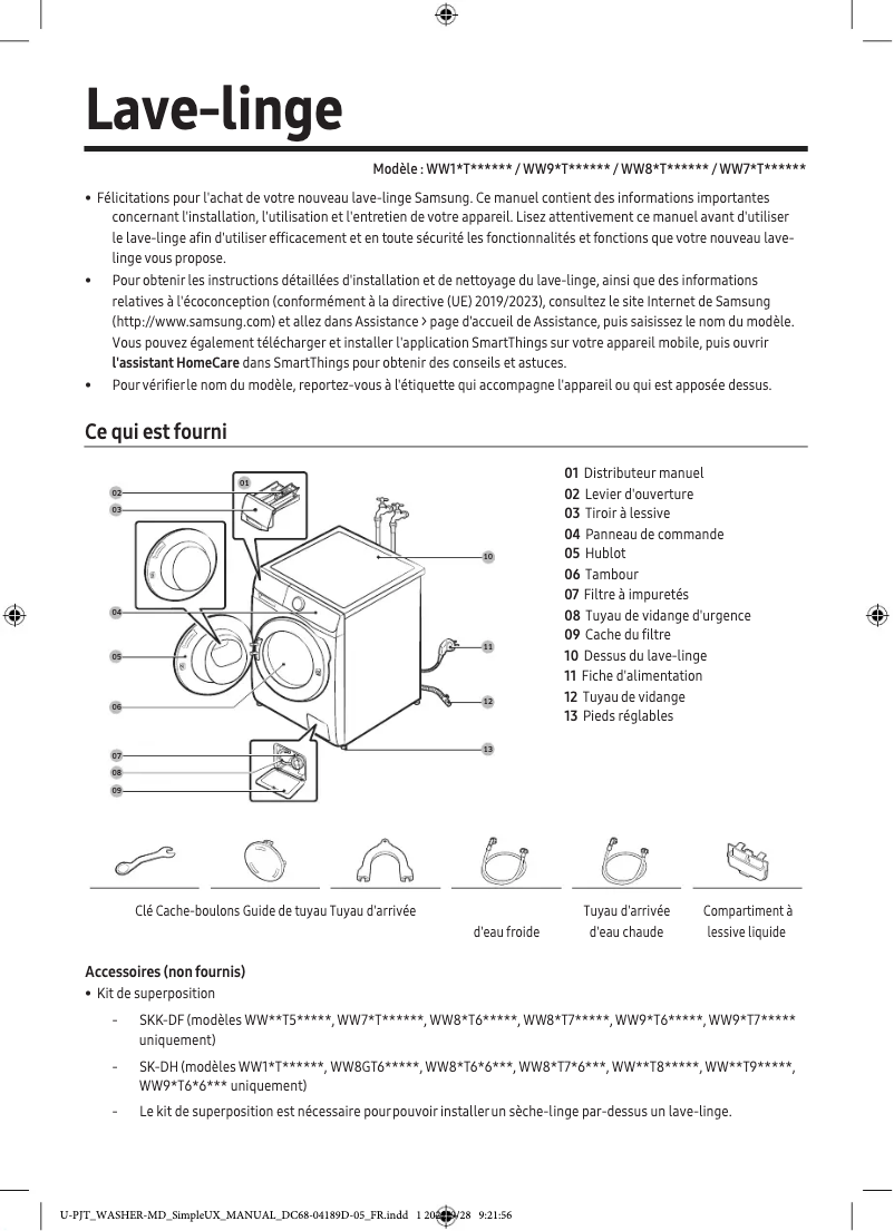 First page image of the manual for WW10T554DTW