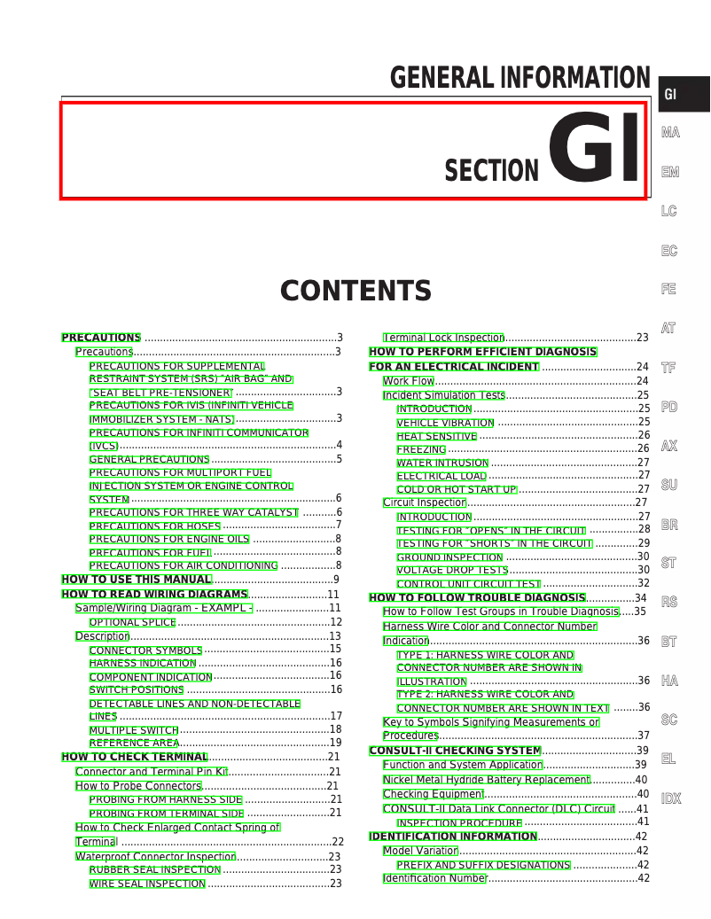 First page image of the manual for QX4 (2002)