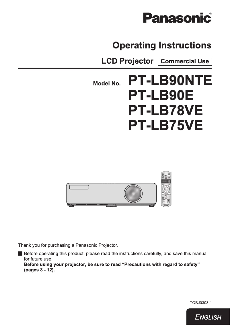 First page image of the manual for PT-LB90NTE