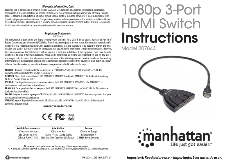 First page image of the manual for 207843