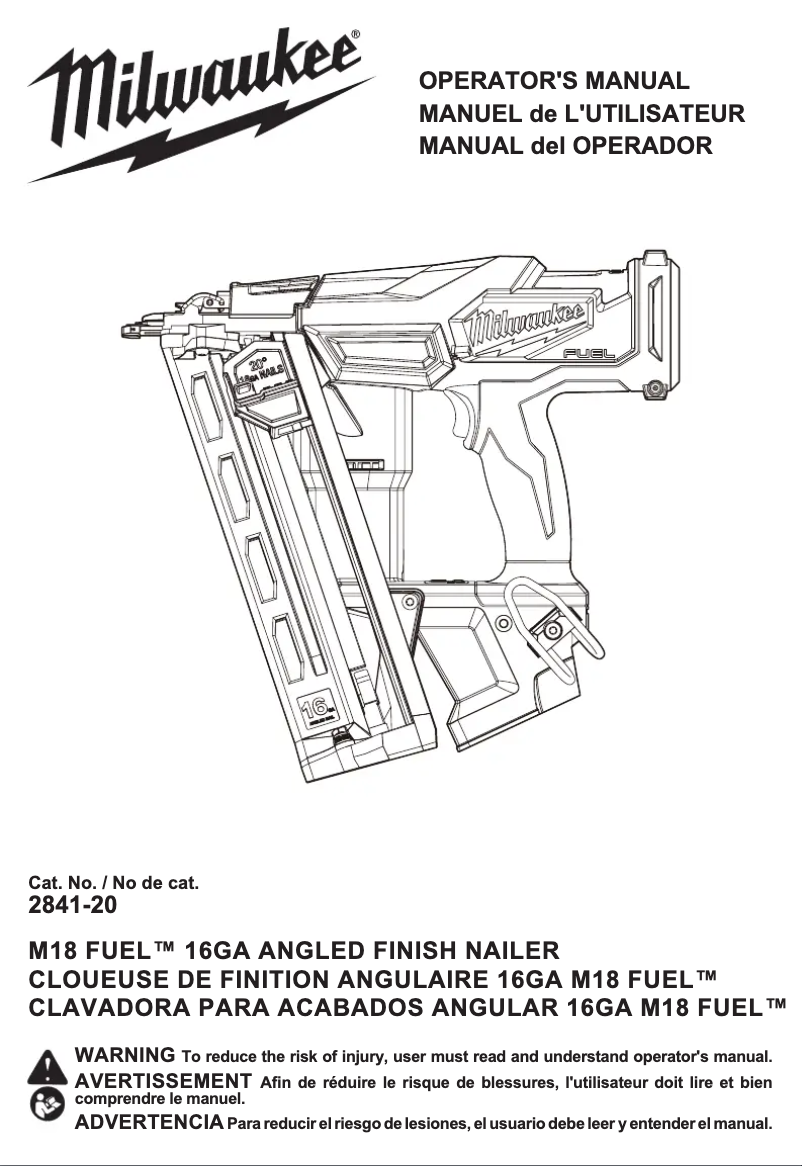 Page 1 of the manual User Manual Milwaukee 2742-21CT