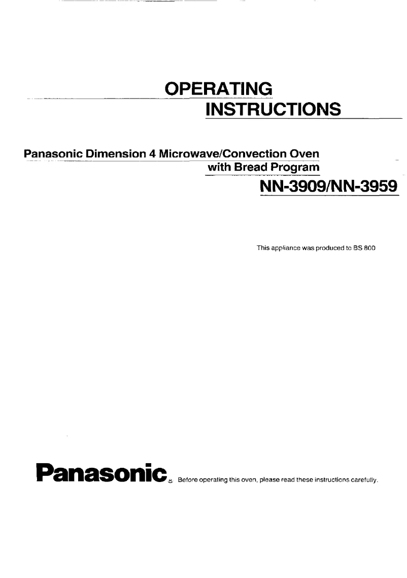 First page image of the manual for NN-3959