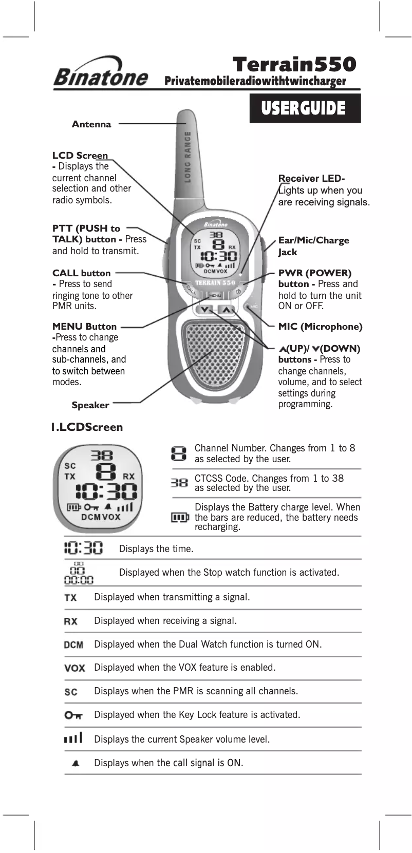 First page image of the manual for Terrain 550