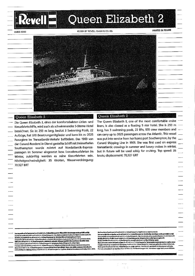 Page 1 of the manual User Manual Revell Queen Elizabeth 2