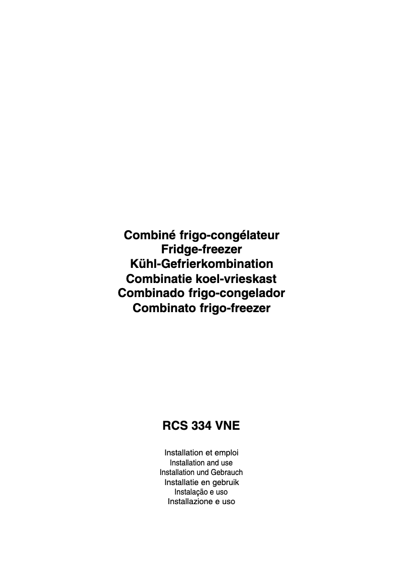 Page 1 of the manual User Manual Scholtès RCS 334 VNE