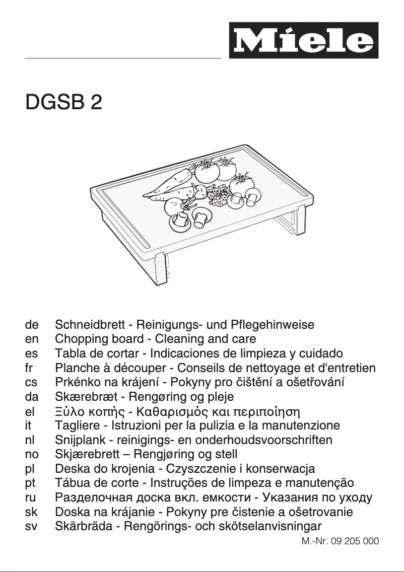 Page 1 of the manual Technical Sheet Miele DGSB 2