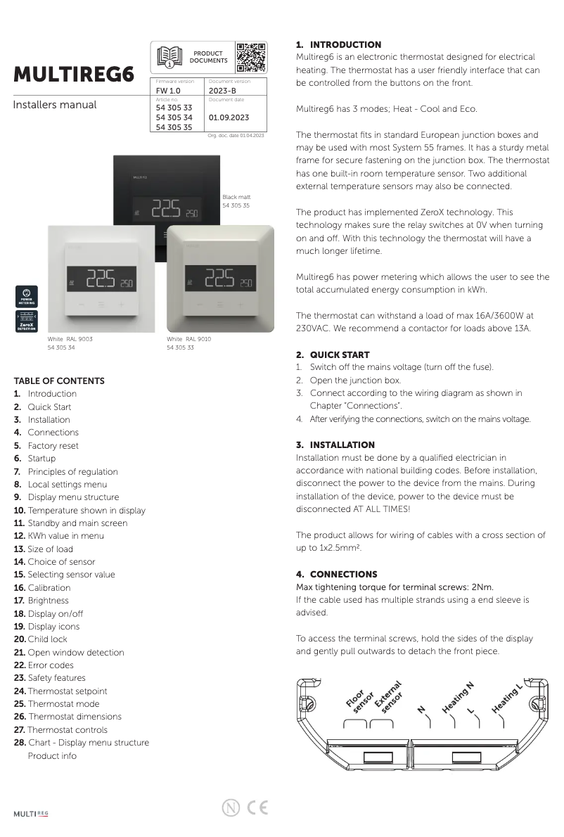 Page 1 of the manual User Manual Heatit MULTIREG6
