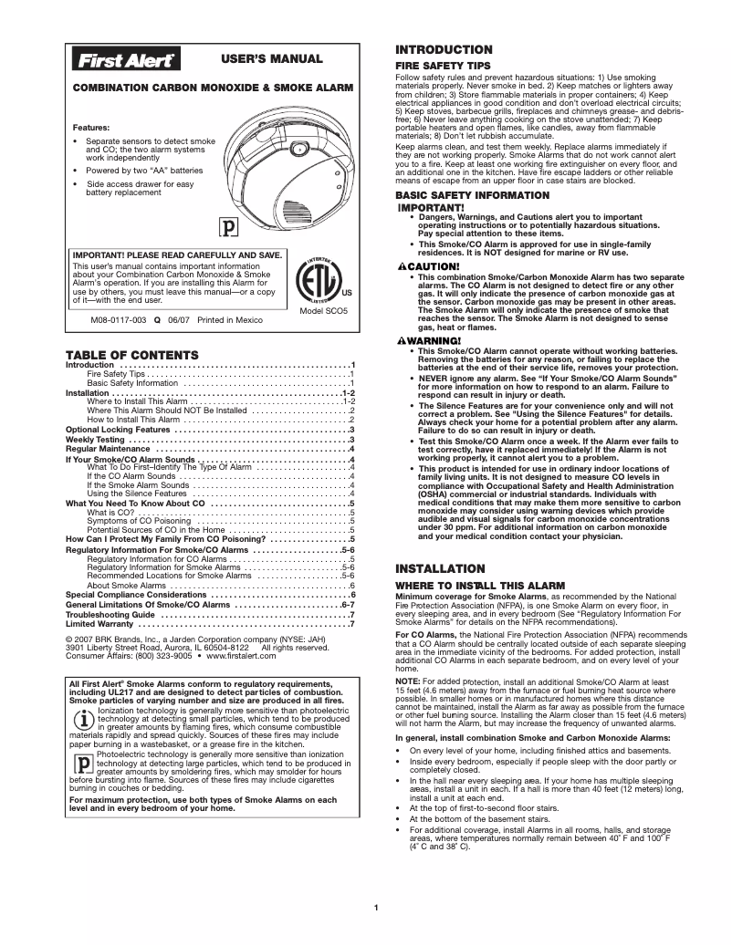 First page image of the manual for SCO5