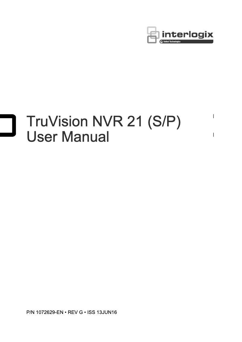 Page 1 of the manual User Manual Interlogix TruVision TVN-2116