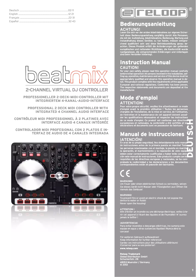 First page image of the manual for BeatMix