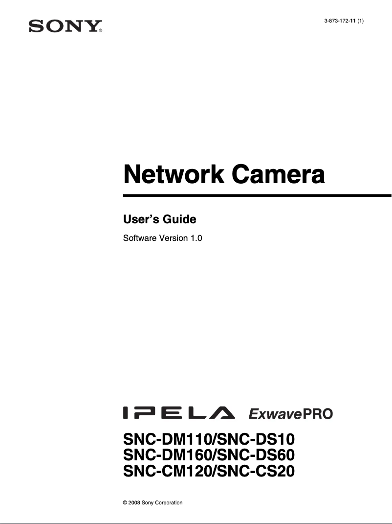 Page 1 of the manual User Manual Sony SNC-DM160