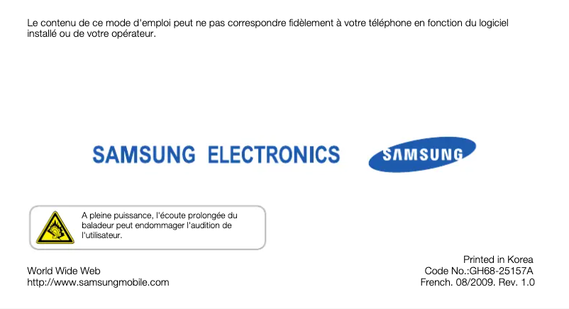 Page 1 of the manual User Manual Samsung GT-S3500/I