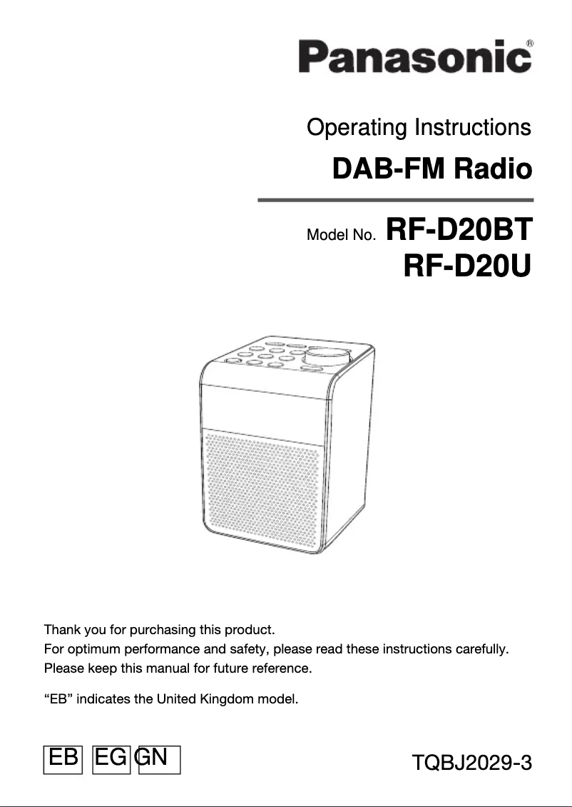First page image of the manual for RF-D20