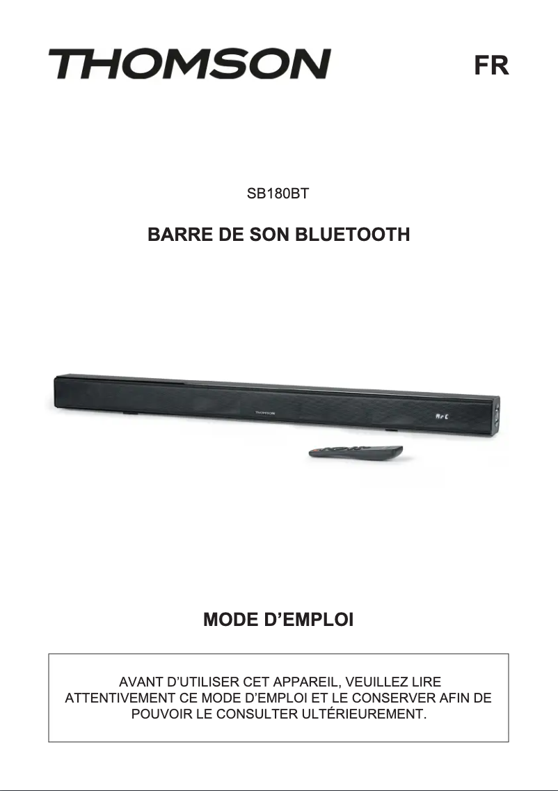 Page 1 of the manual User Manual Thomson SB180BT