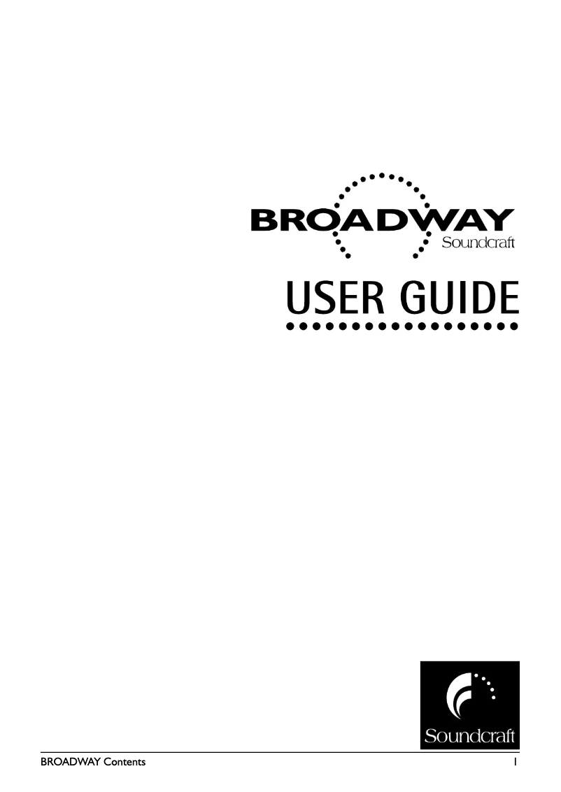 First page image of the manual for Broadway