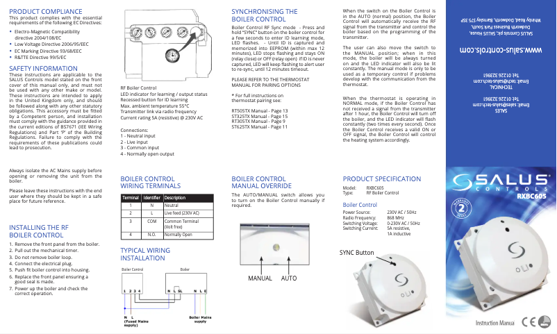 First page image of the manual for RXBC605