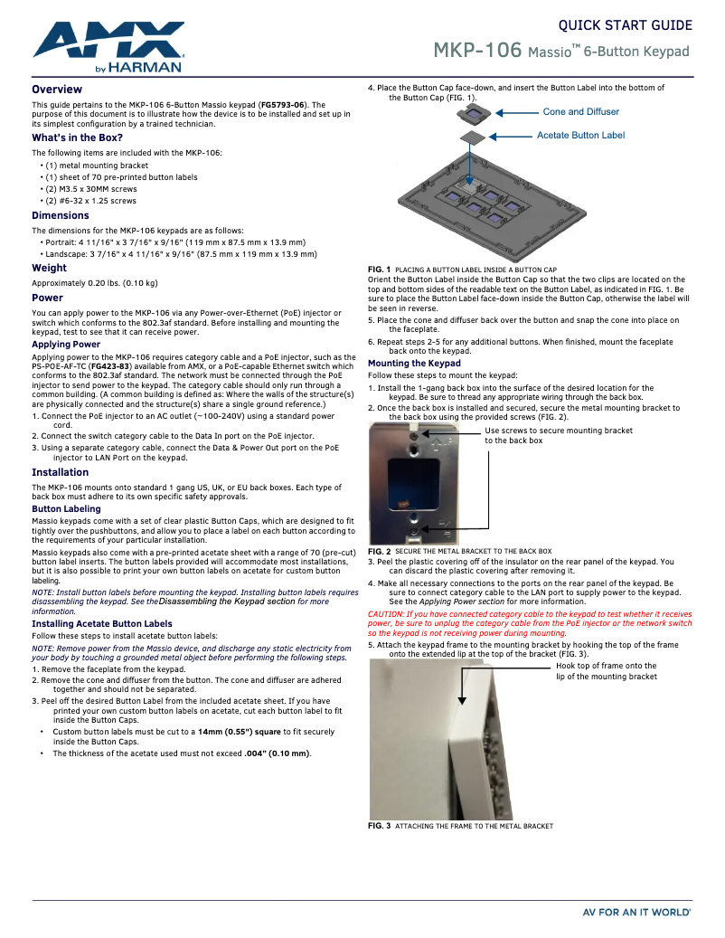 First page image of the manual for MKP-106