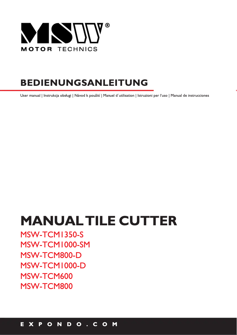 First page image of the manual for MSW-TCM800