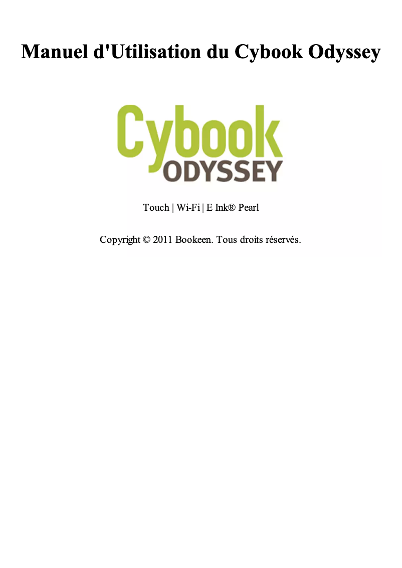First page image of the manual for Cybook Odyssey