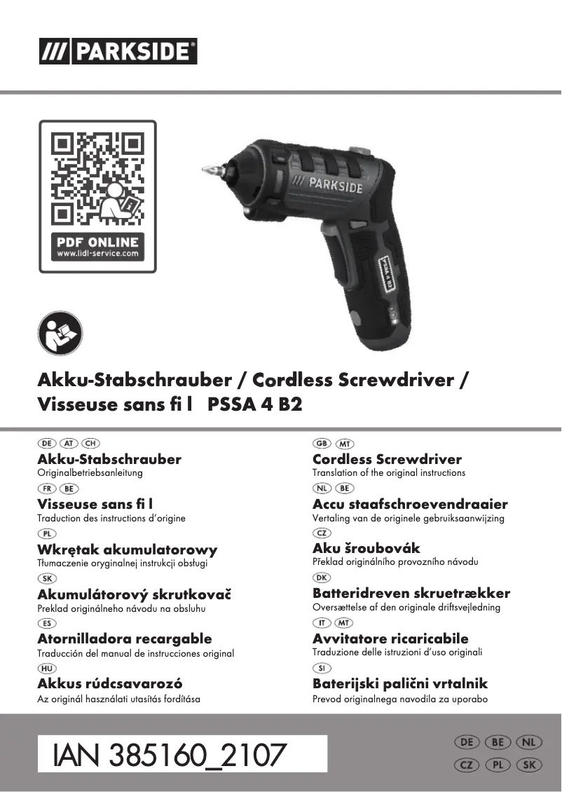 Page 1 of the manual User Manual Parkside PSSA 4 B2