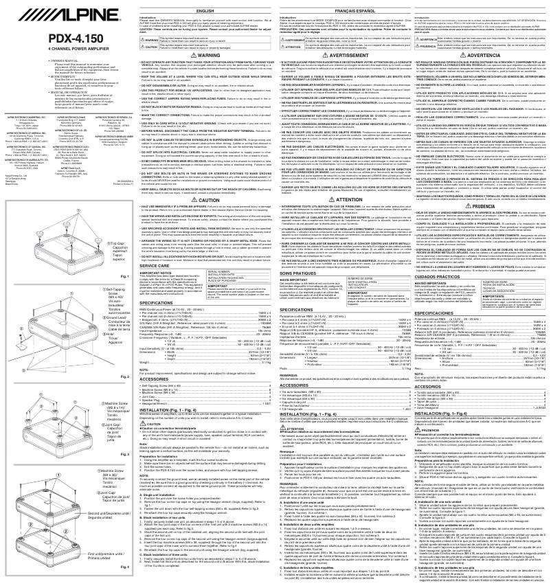 First page image of the manual for PDX-4.150