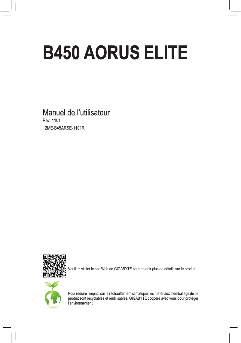 First page image of the manual for B450 Aorus Elite