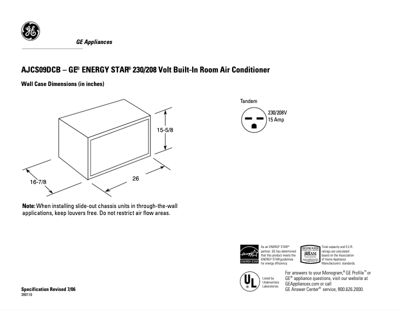 First page image of the manual for AJCS09DCB