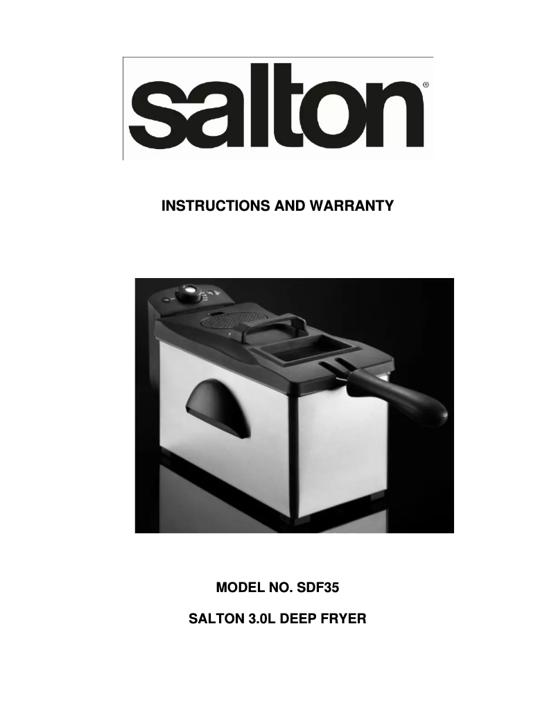Page 1 of the manual User Manual Salton SDF35
