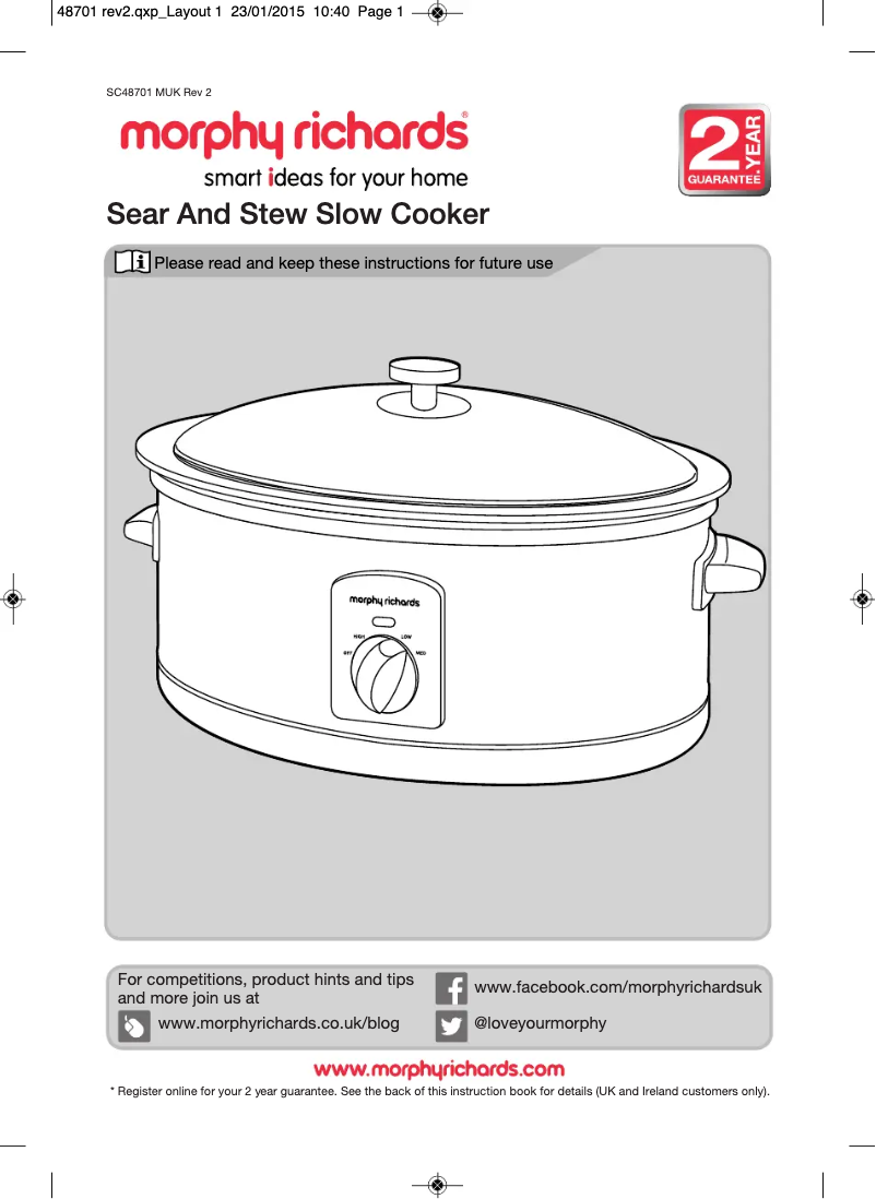 Page 1 de la notice Manuel utilisateur Morphy Richards Accents 48702
