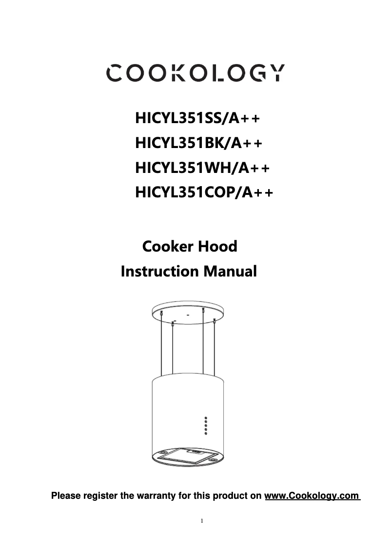 Page 1 of the manual User Manual Cookology HICYL351WH