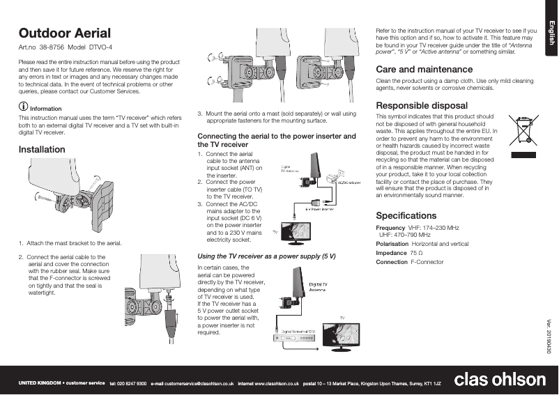 First page image of the manual for DTVO-4