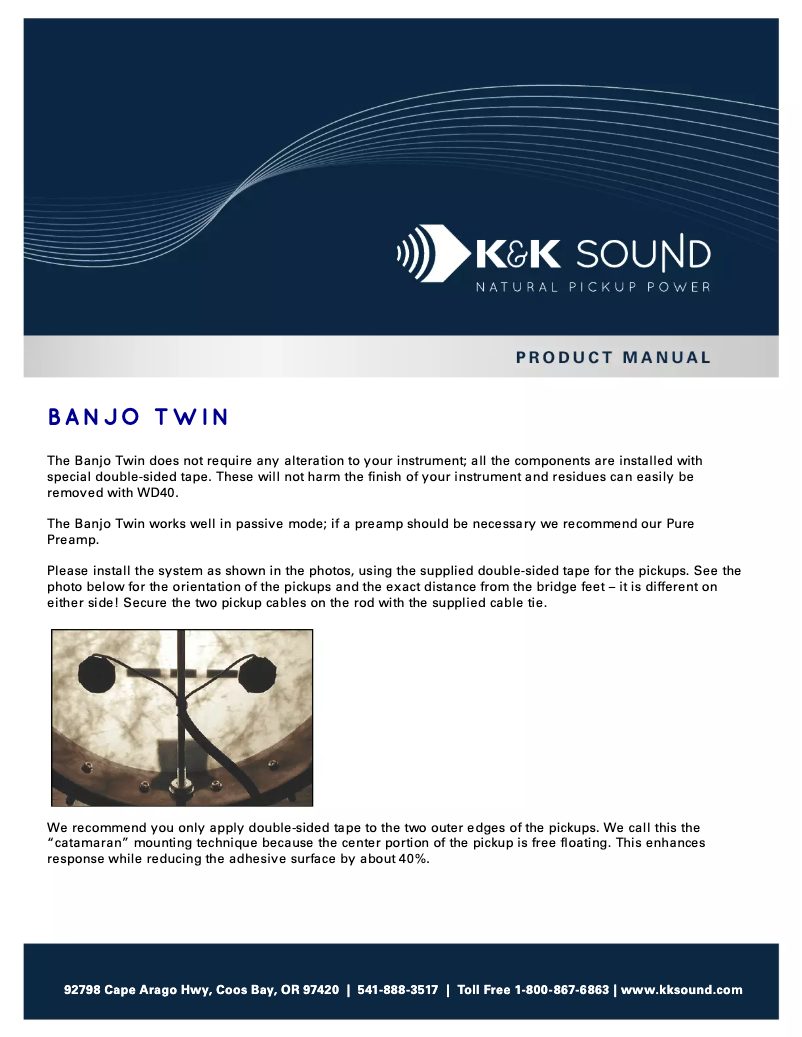 Page 1 of the manual User Manual K&K Sound Banjo Twin