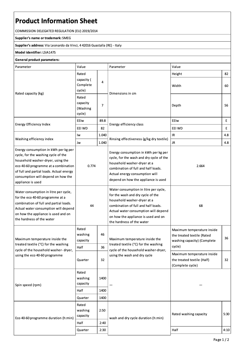 First page image of the manual for LSIA147S