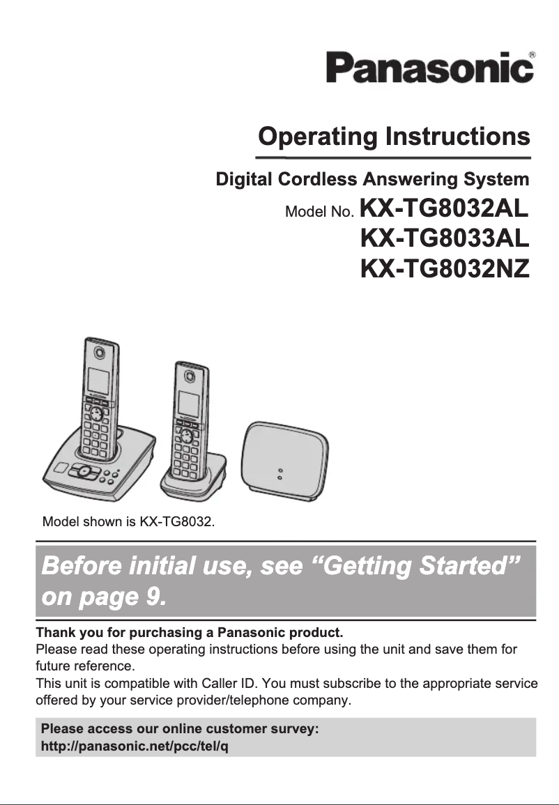 First page image of the manual for KX-TG8032