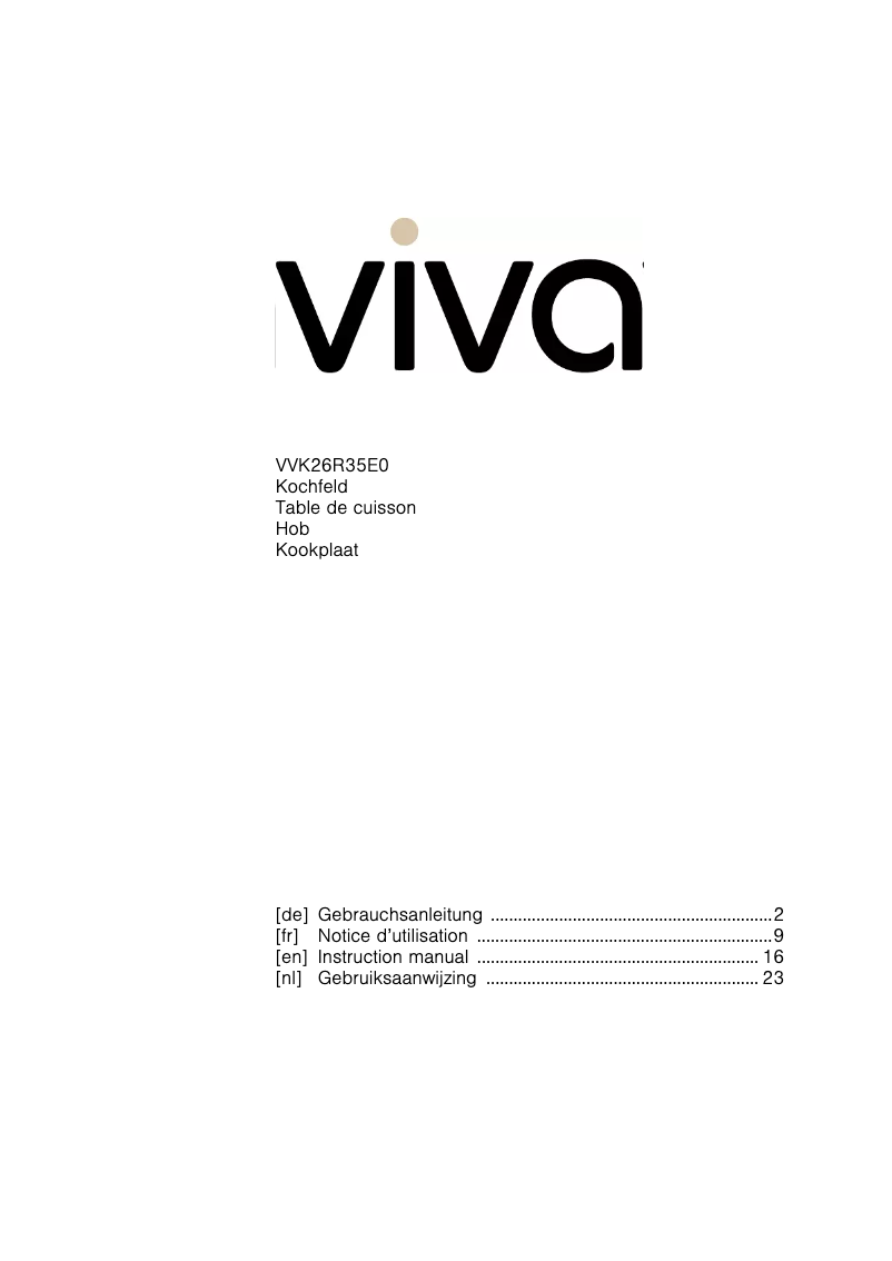 Page 1 of the manual User Manual Viva VVK26R35E0