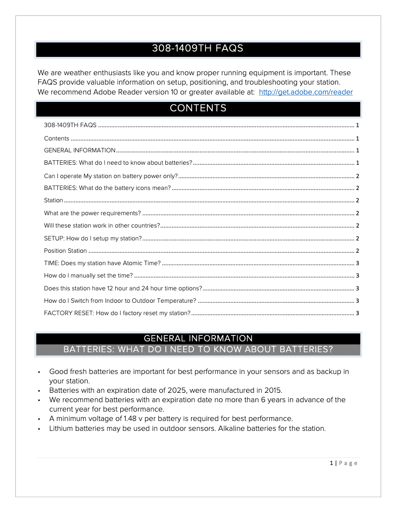 First page image of the manual for 308-1409TH