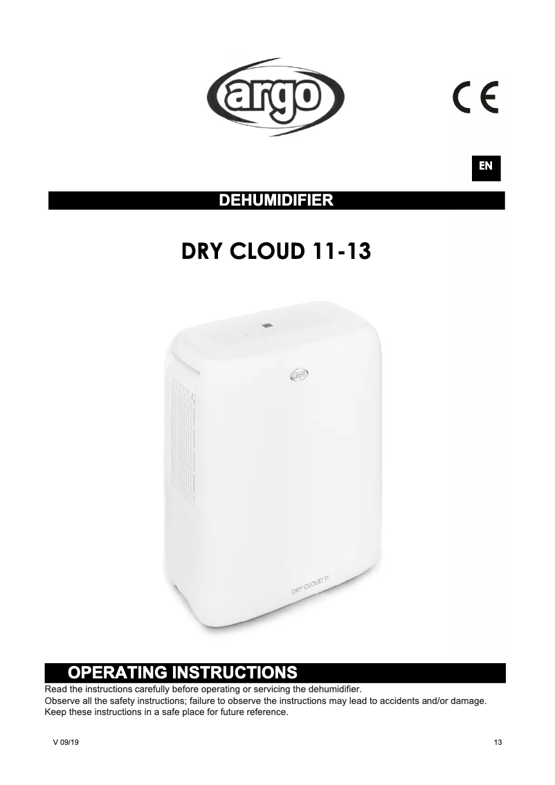 First page image of the manual for Dry Cloud 13