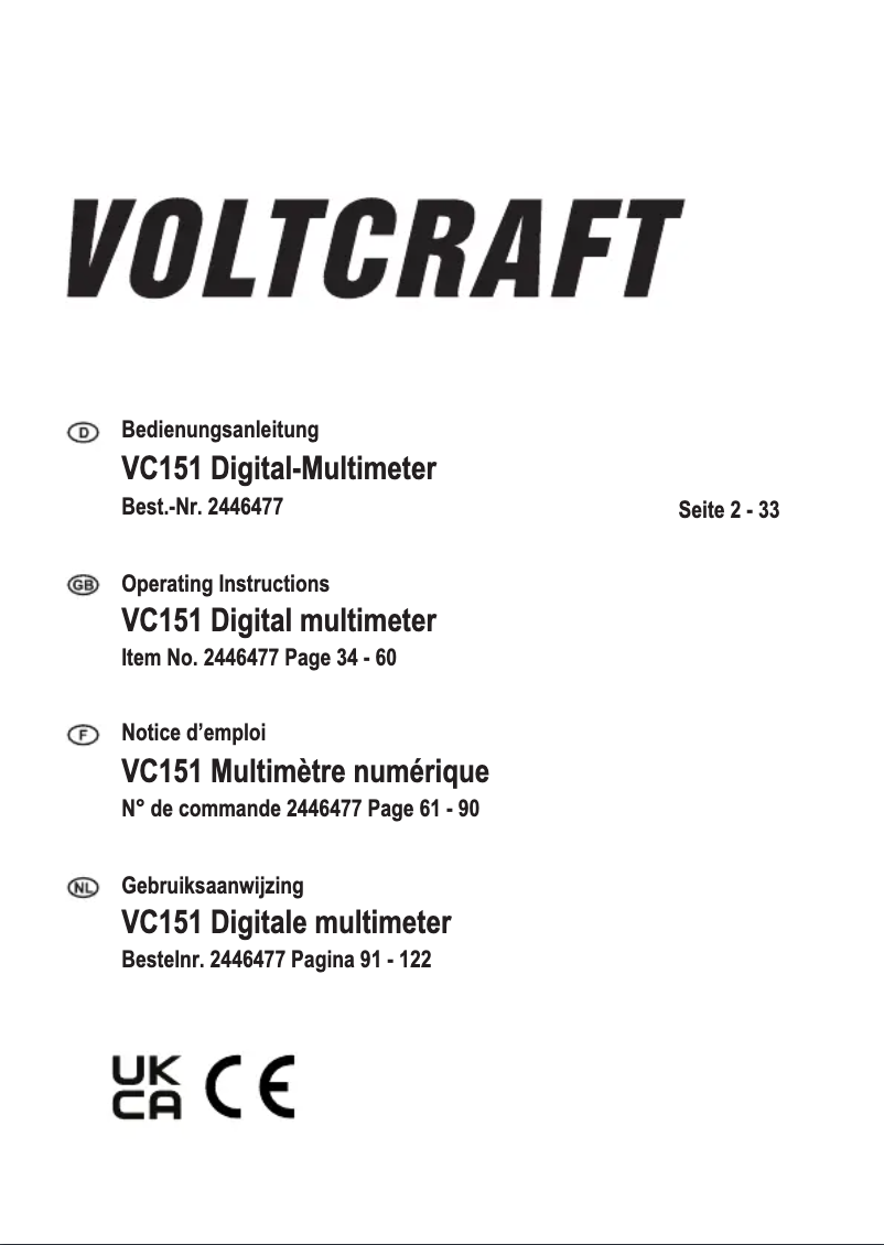 Page 1 of the manual User Manual Voltcraft VC131