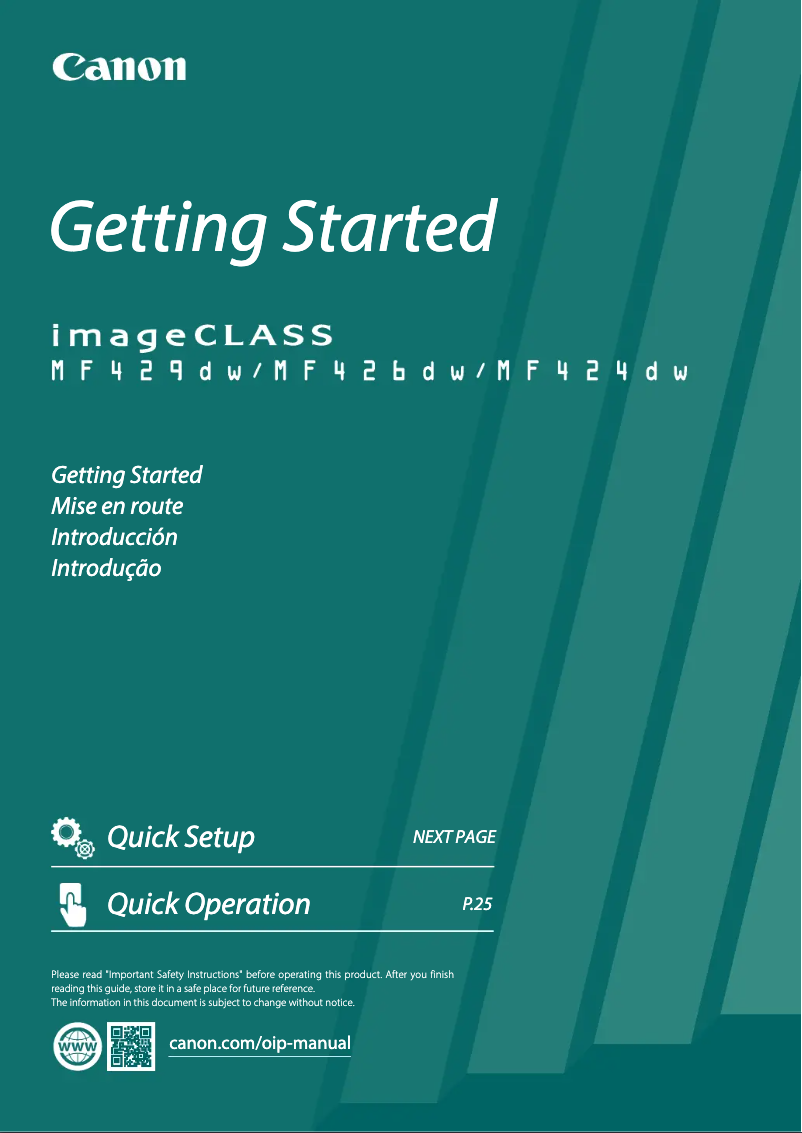 Page 1 of the manual User Manual Canon imageCLASS MF426dw