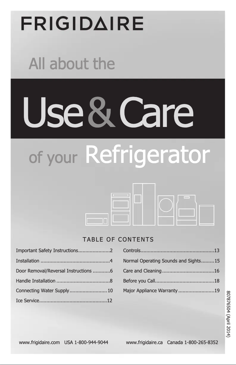 First page image of the manual for FFHT1831Q