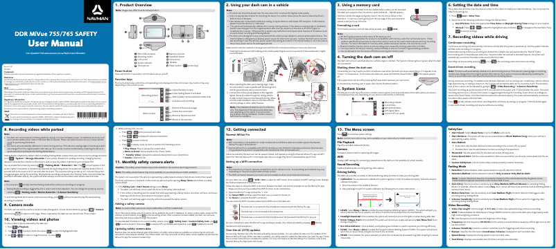 First page image of the manual for MiVue 755