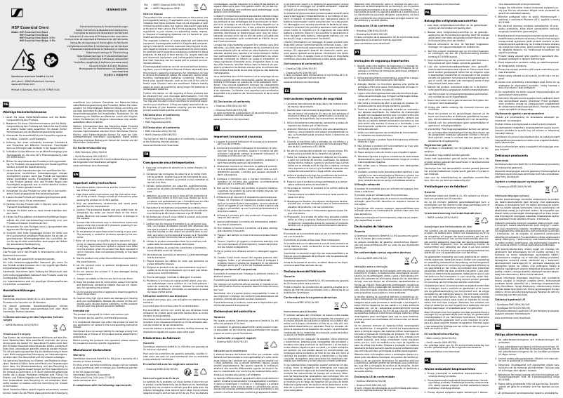 Page 1 of the manual Safety Instructions Sennheiser HSP Essential Omni