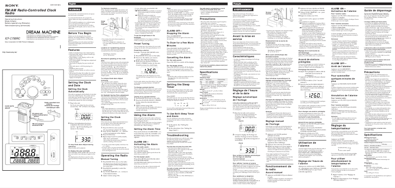 First page image of the manual for ICF-C795RC