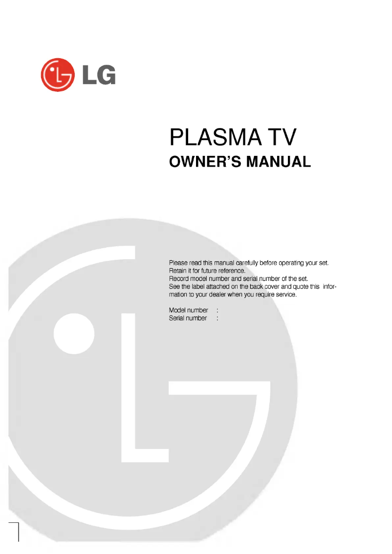 First page image of the manual for 42PX5RH