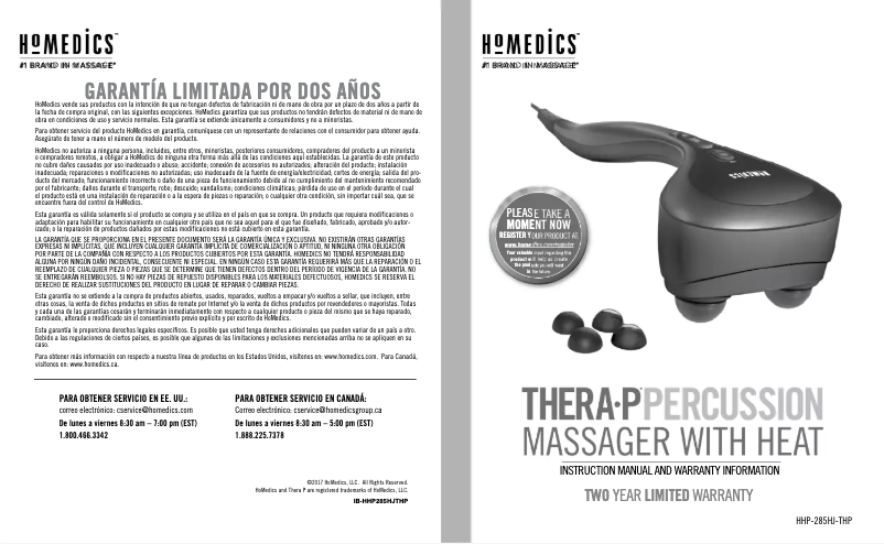 Page 1 of the manual User Manual Homedics HHP-285H