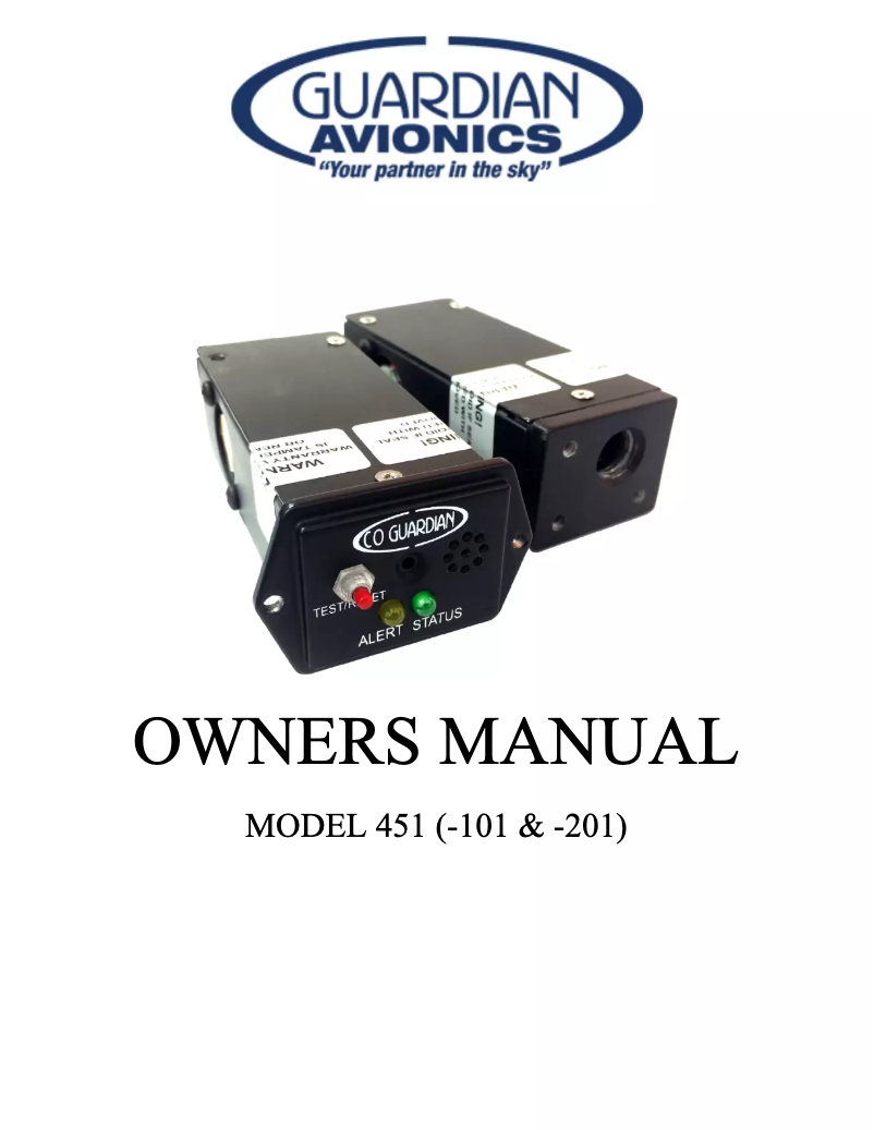 Page 1 of the manual User Manual Guardian Avionics 451-101
