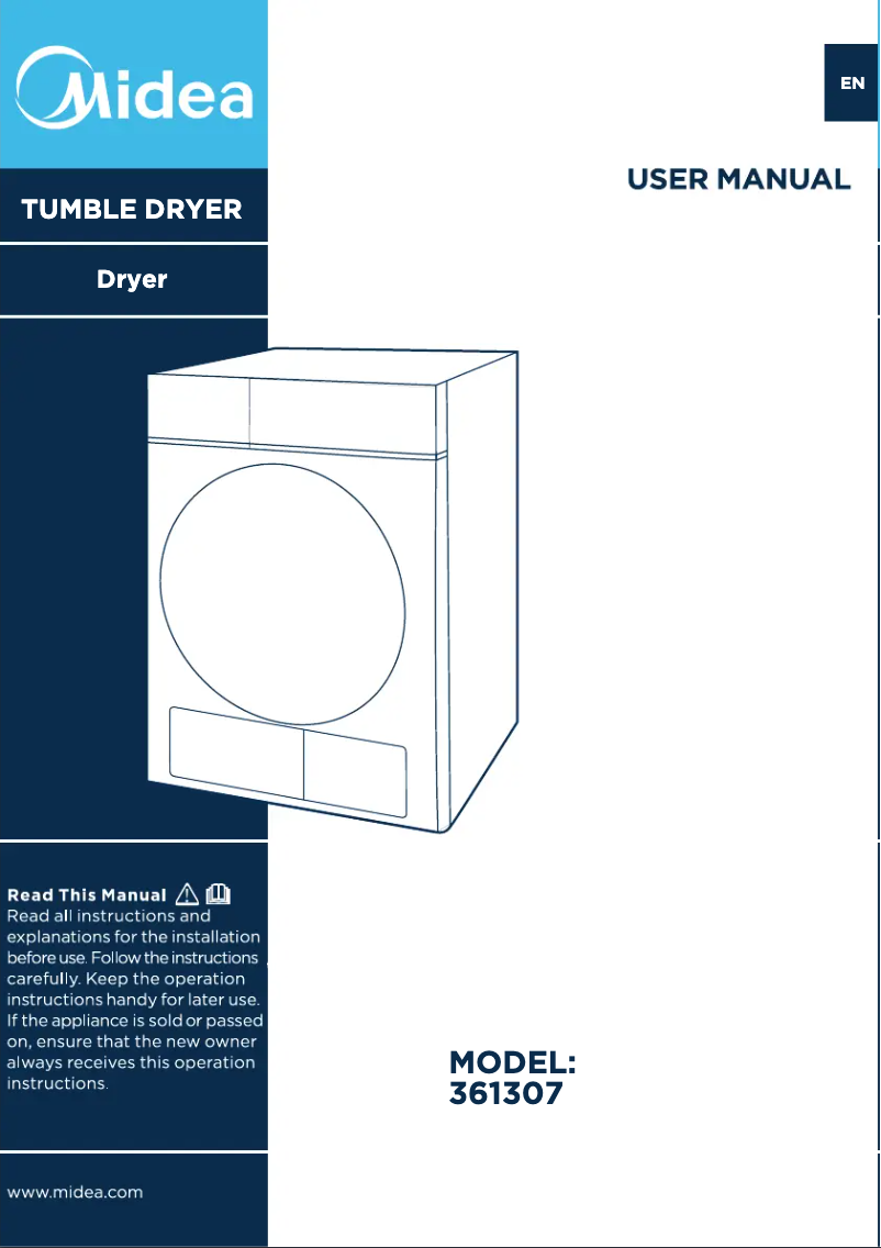 Page 1 of the manual User Manual Midea 361307