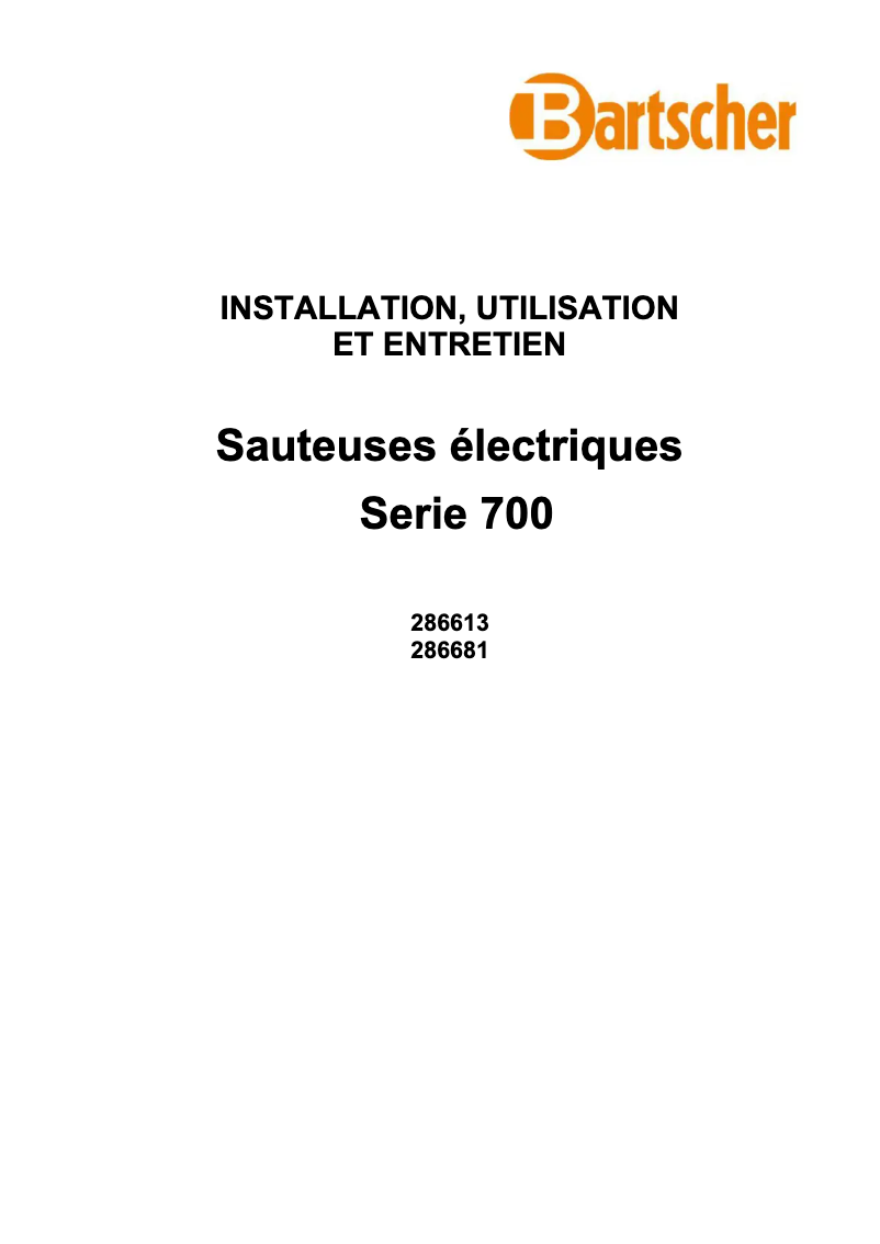 Page 1 of the manual User Manual Bartscher 700 E51LHK