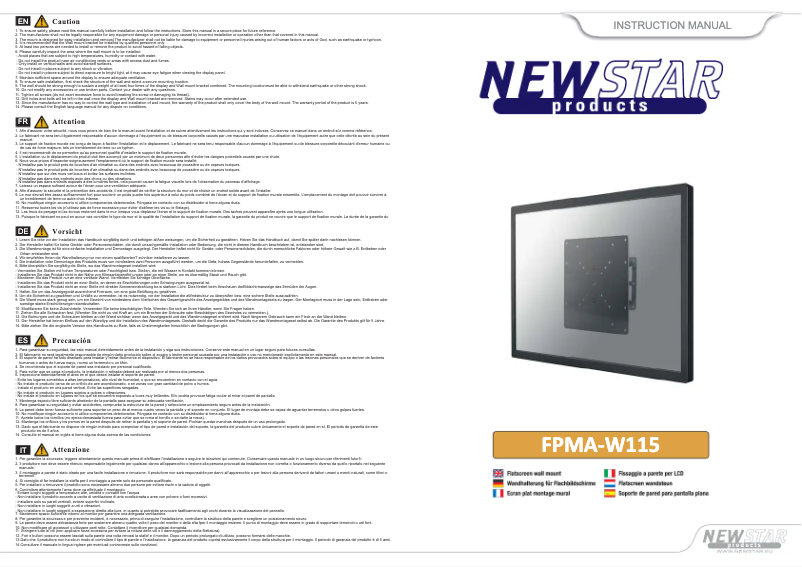 First page image of the manual for FPMA-W115