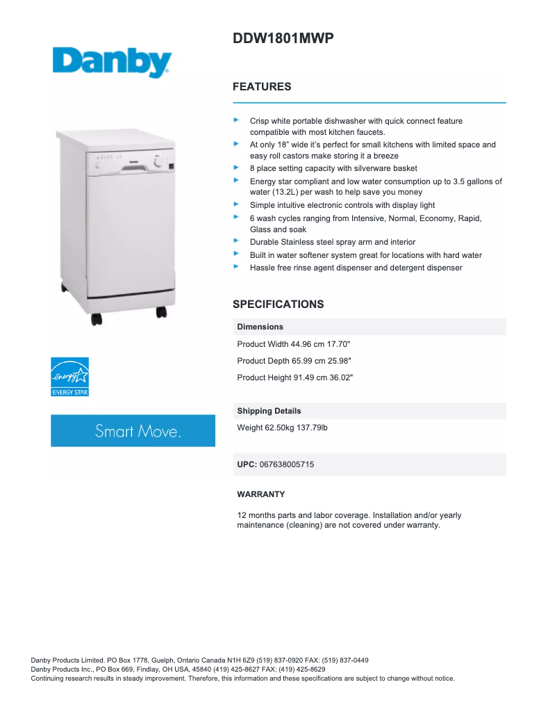 First page image of the manual for DDW1801P